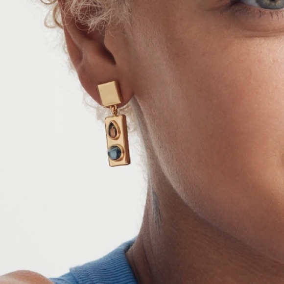 LAST CHANCE MADEWELL Glass Stone Statement Earrings only - Picture 2 of 3